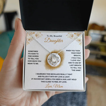 To My Beautiful Daughter - Love Knot Necklace - Gift Set - SLDDL0089 - Sunshine Letters Co